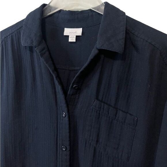 J Jill Pure Jill Button Down Shirt Cotton Soft Gauze Blue Size Small Petite - Picture 2 of 5